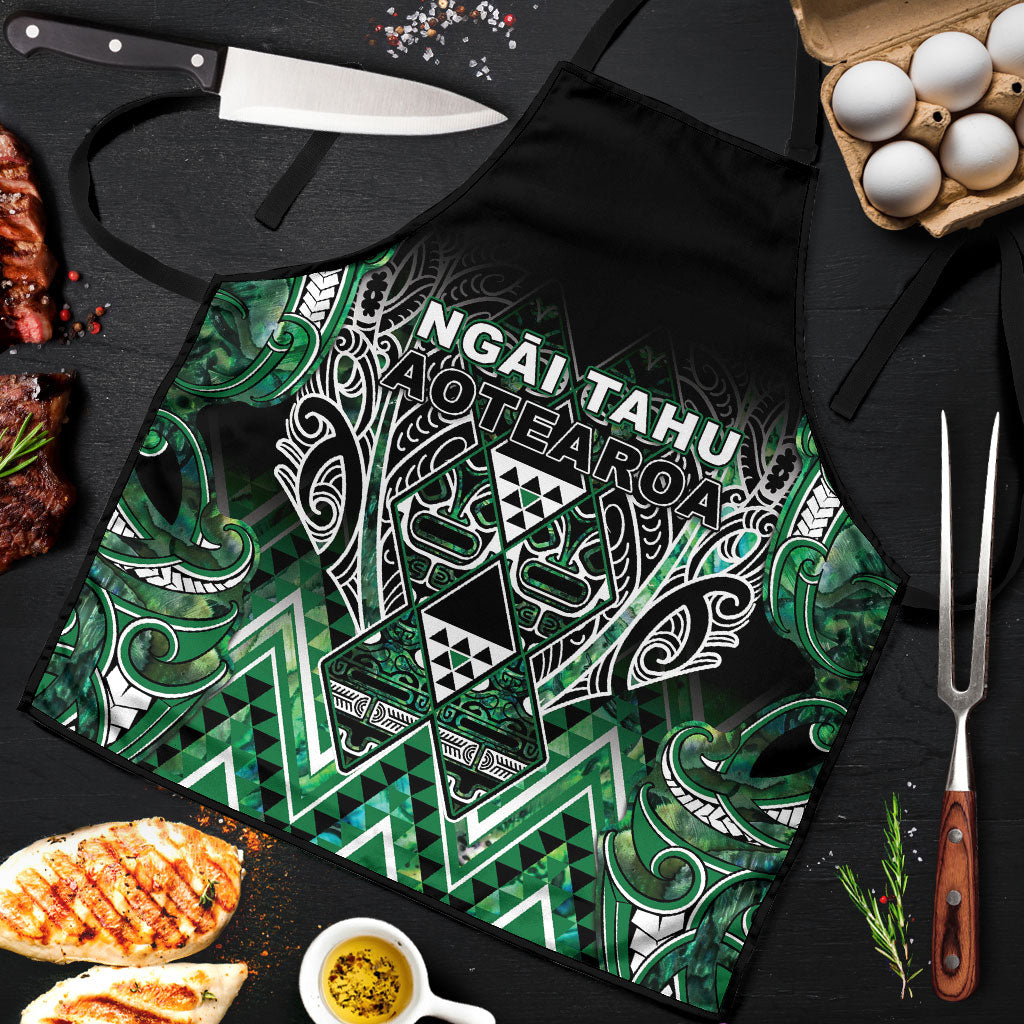 Aotearoa Ngai Tahu Apron Maori Tribal Dark Green Paua Shell Pattern