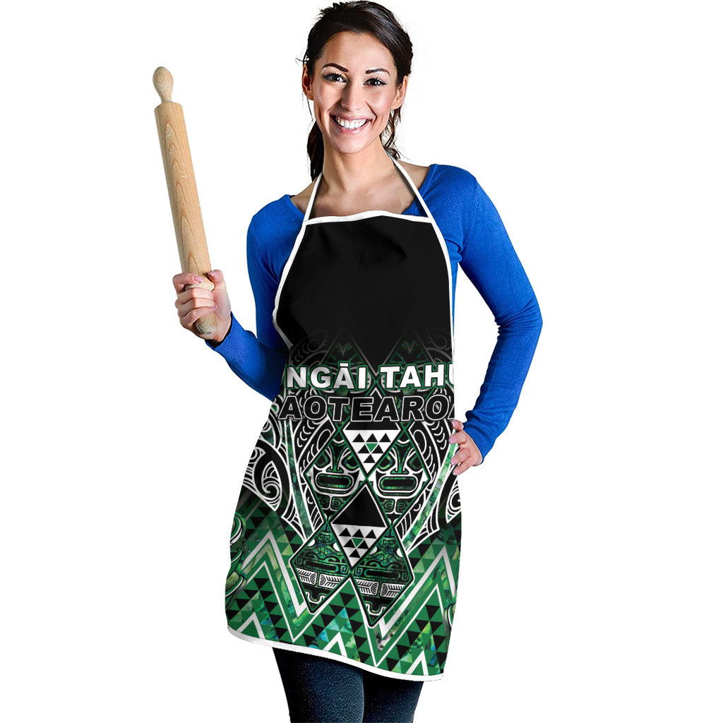 Aotearoa Ngai Tahu Apron Maori Tribal Dark Green Paua Shell Pattern