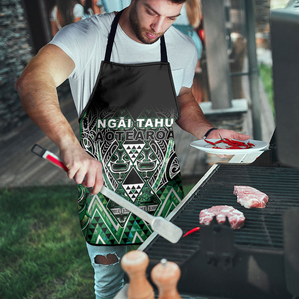 Aotearoa Ngai Tahu Apron Maori Tribal Dark Green Paua Shell Pattern