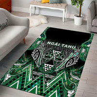 Aotearoa Ngai Tahu Area Rug Maori Tribal Dark Green Paua Shell Pattern