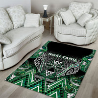 Aotearoa Ngai Tahu Area Rug Maori Tribal Dark Green Paua Shell Pattern