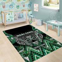 Aotearoa Ngai Tahu Area Rug Maori Tribal Dark Green Paua Shell Pattern