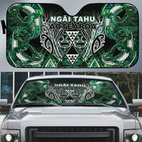 Aotearoa Ngai Tahu Auto Sun Shade Maori Tribal Dark Green Paua Shell Pattern
