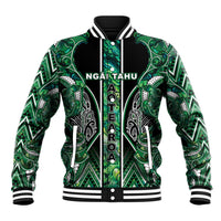 Aotearoa Ngai Tahu Baseball Jacket Maori Tribal Dark Green Paua Shell Pattern