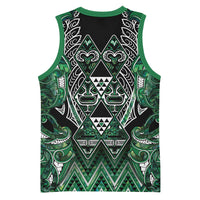 Aotearoa Ngai Tahu Basketball Jersey Maori Tribal Dark Green Paua Shell Pattern