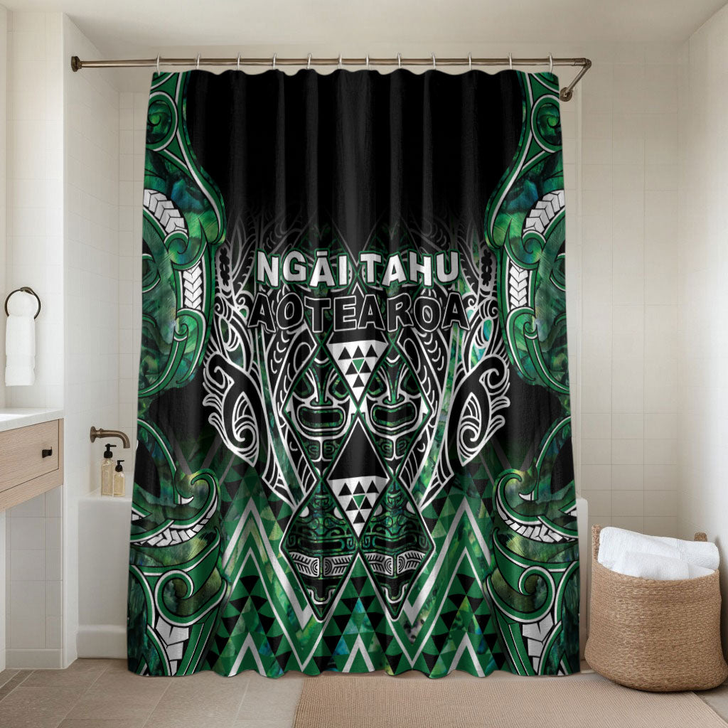 Aotearoa Ngai Tahu Bathroom Set Maori Tribal Dark Green Paua Shell Pattern