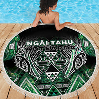 Aotearoa Ngai Tahu Beach Blanket Maori Tribal Dark Green Paua Shell Pattern