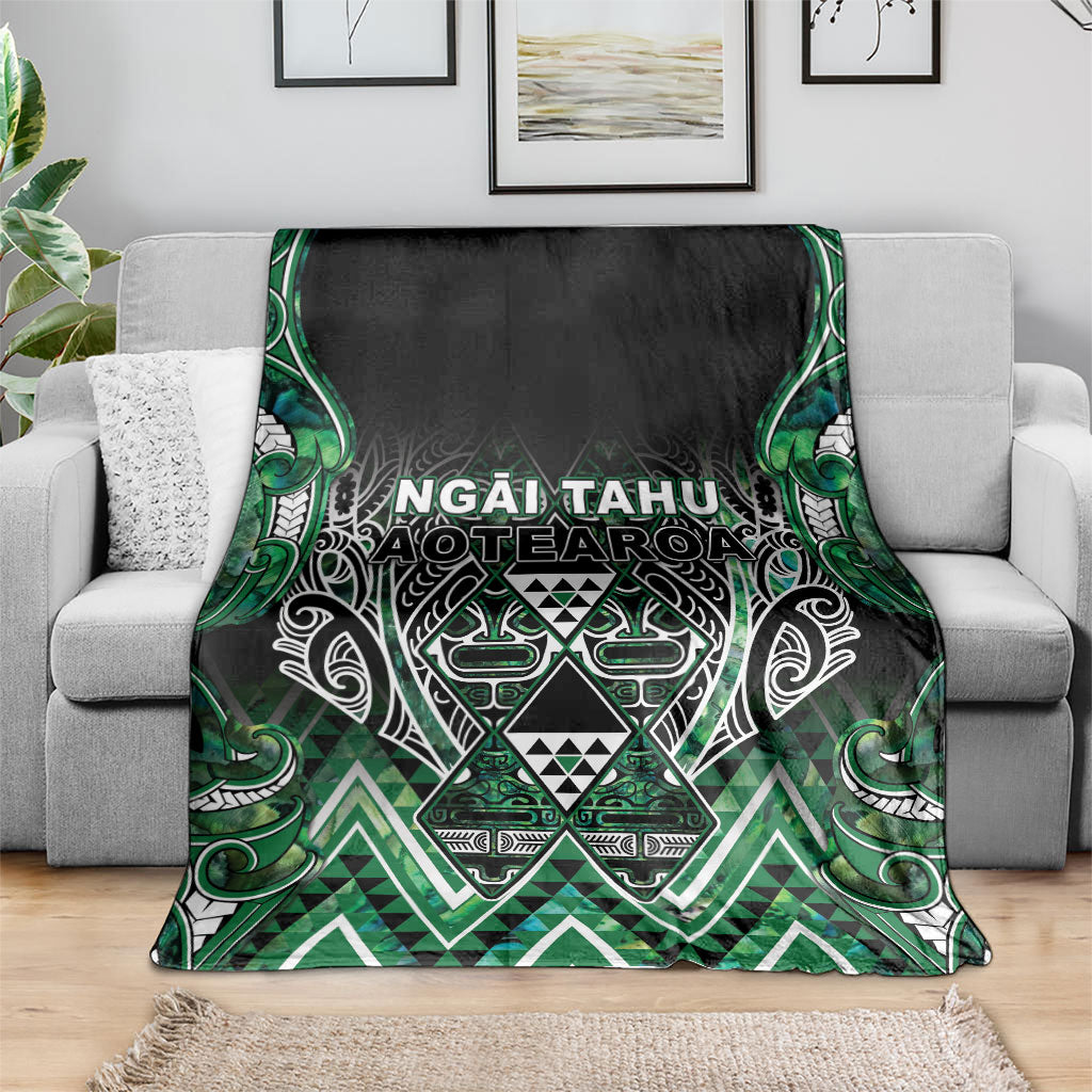 Aotearoa Ngai Tahu Blanket Maori Tribal Dark Green Paua Shell Pattern