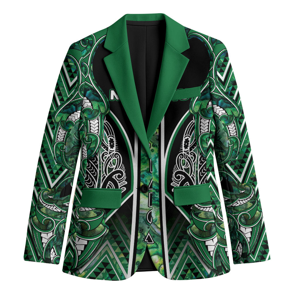 Aotearoa Ngai Tahu Blazer Maori Tribal Dark Green Paua Shell Pattern