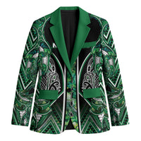 Aotearoa Ngai Tahu Blazer Maori Tribal Dark Green Paua Shell Pattern