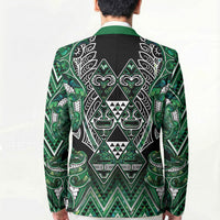 Aotearoa Ngai Tahu Blazer Maori Tribal Dark Green Paua Shell Pattern