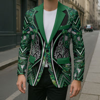 Aotearoa Ngai Tahu Blazer Maori Tribal Dark Green Paua Shell Pattern