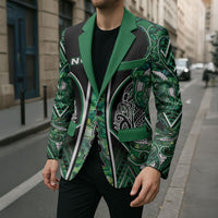 Aotearoa Ngai Tahu Blazer Maori Tribal Dark Green Paua Shell Pattern