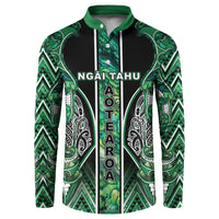 Aotearoa Ngai Tahu Button Sweatshirt Maori Tribal Dark Green Paua Shell Pattern