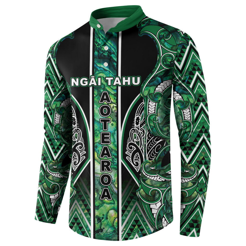 Aotearoa Ngai Tahu Button Sweatshirt Maori Tribal Dark Green Paua Shell Pattern