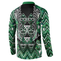 Aotearoa Ngai Tahu Button Sweatshirt Maori Tribal Dark Green Paua Shell Pattern