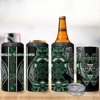 Aotearoa Ngai Tahu 4 in 1 Can Cooler Tumbler Maori Tribal Dark Green Paua Shell Pattern