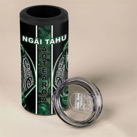 Aotearoa Ngai Tahu 4 in 1 Can Cooler Tumbler Maori Tribal Dark Green Paua Shell Pattern