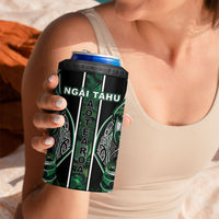 Aotearoa Ngai Tahu 4 in 1 Can Cooler Tumbler Maori Tribal Dark Green Paua Shell Pattern