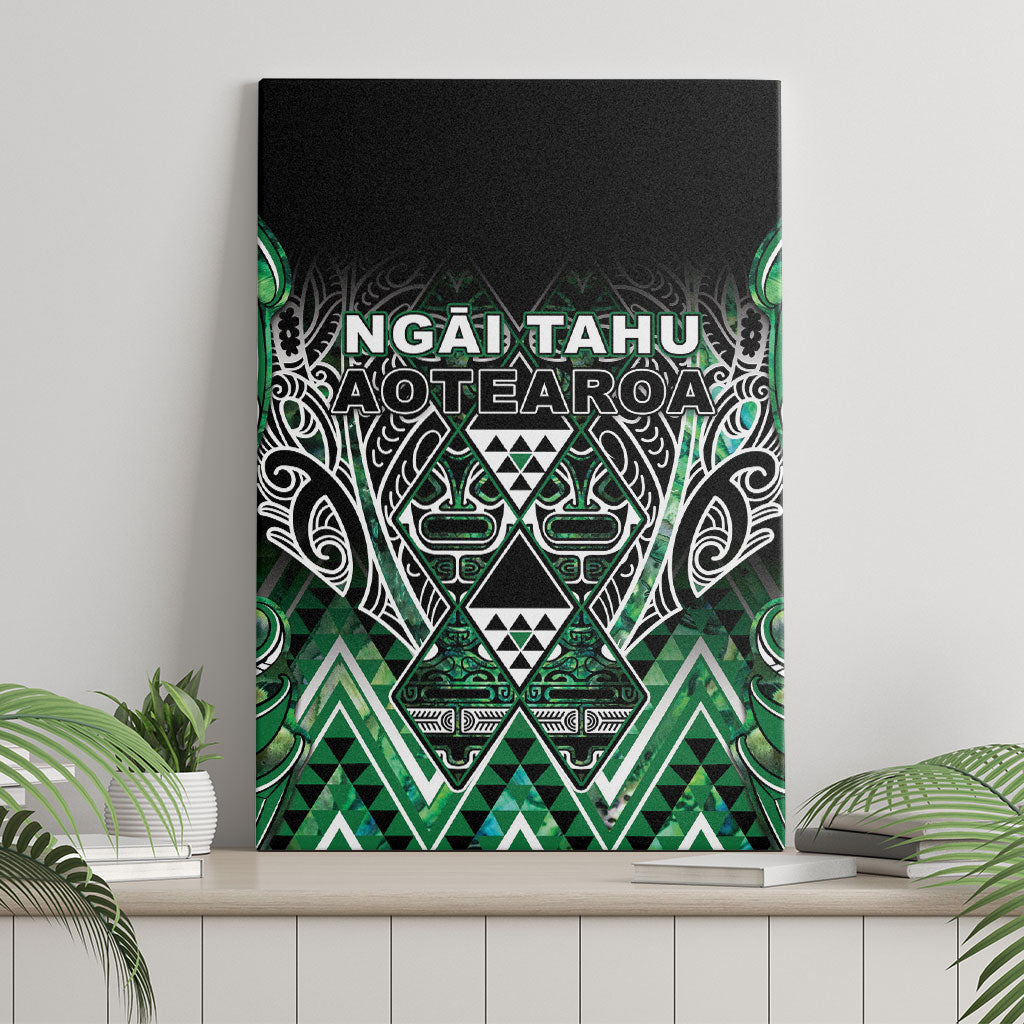 Aotearoa Ngai Tahu Canvas Wall Art Maori Tribal Dark Green Paua Shell Pattern