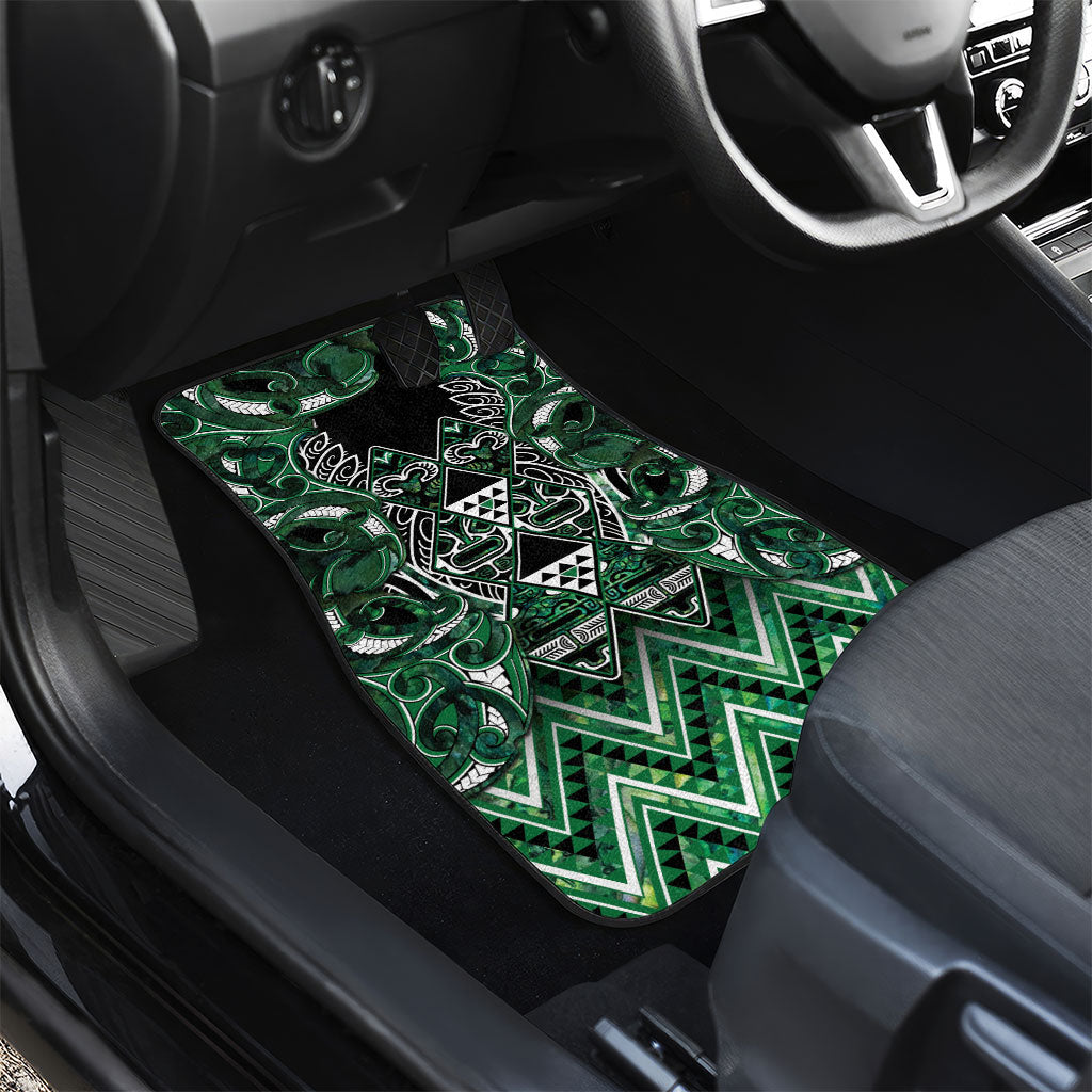 Aotearoa Ngai Tahu Car Mats Maori Tribal Dark Green Paua Shell Pattern