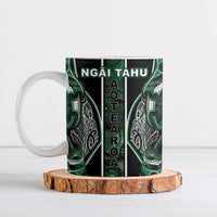 Aotearoa Ngai Tahu Ceramic Mug Maori Tribal Dark Green Paua Shell Pattern