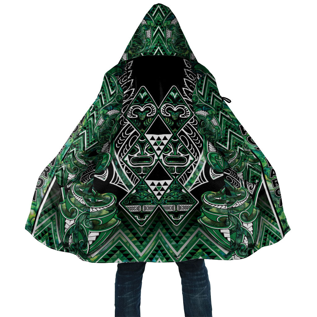 Aotearoa Ngai Tahu Cloak Maori Tribal Dark Green Paua Shell Pattern