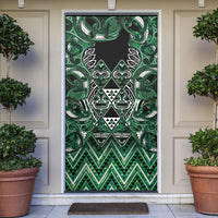 Aotearoa Ngai Tahu Door Cover Maori Tribal Dark Green Paua Shell Pattern