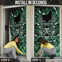 Aotearoa Ngai Tahu Door Cover Maori Tribal Dark Green Paua Shell Pattern