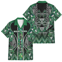 Aotearoa Ngai Tahu Family Matching Off The Shoulder Long Sleeve Dress and Hawaiian Shirt Maori Tribal Dark Green Paua Shell Pattern