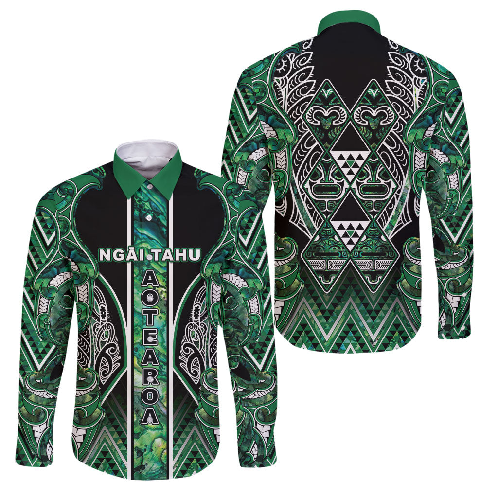 Aotearoa Ngai Tahu Family Matching Off Shoulder Short Dress and Hawaiian Shirt Maori Tribal Dark Green Paua Shell Pattern