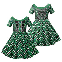 Aotearoa Ngai Tahu Family Matching Tank Maxi Dress and Hawaiian Shirt Maori Tribal Dark Green Paua Shell Pattern