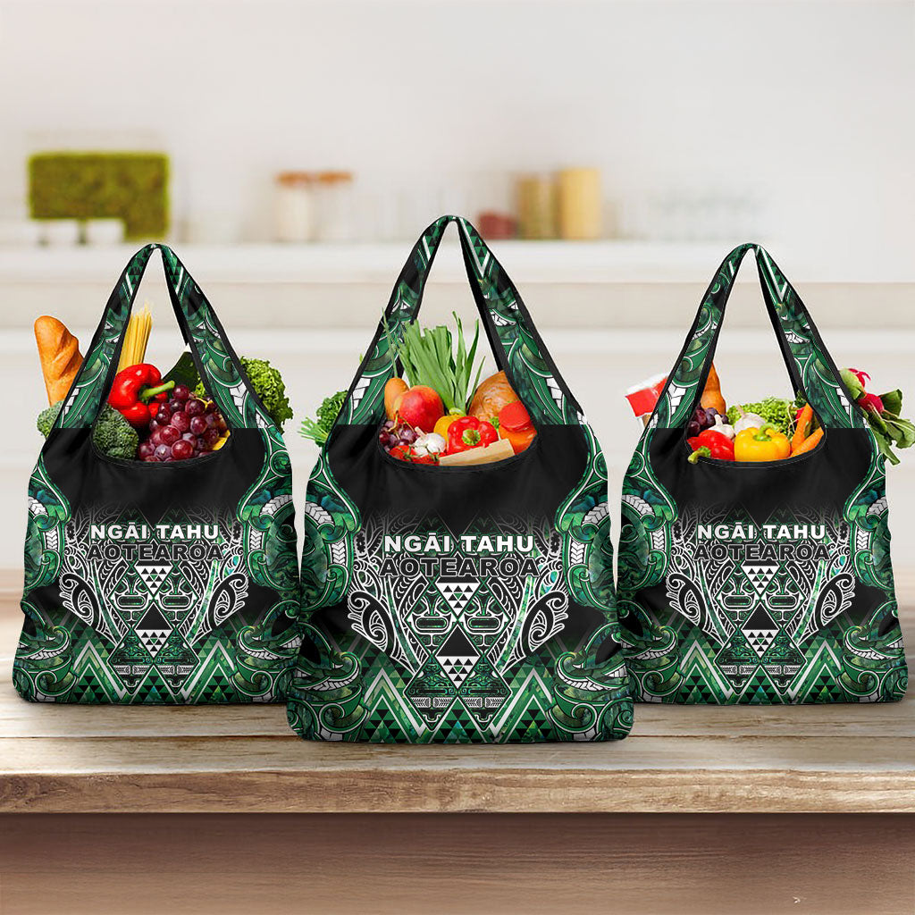 Aotearoa Ngai Tahu Grocery Bag Maori Tribal Dark Green Paua Shell Pattern