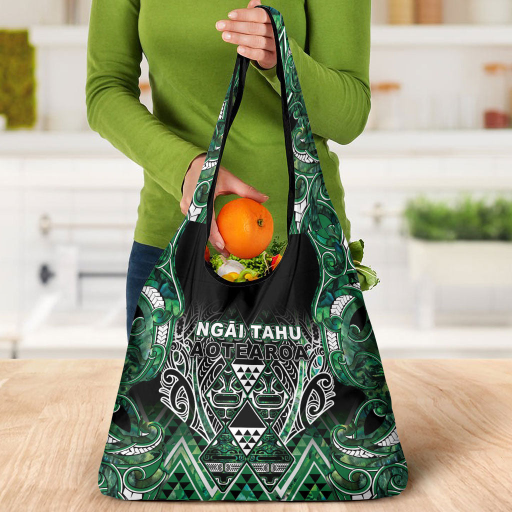 Aotearoa Ngai Tahu Grocery Bag Maori Tribal Dark Green Paua Shell Pattern
