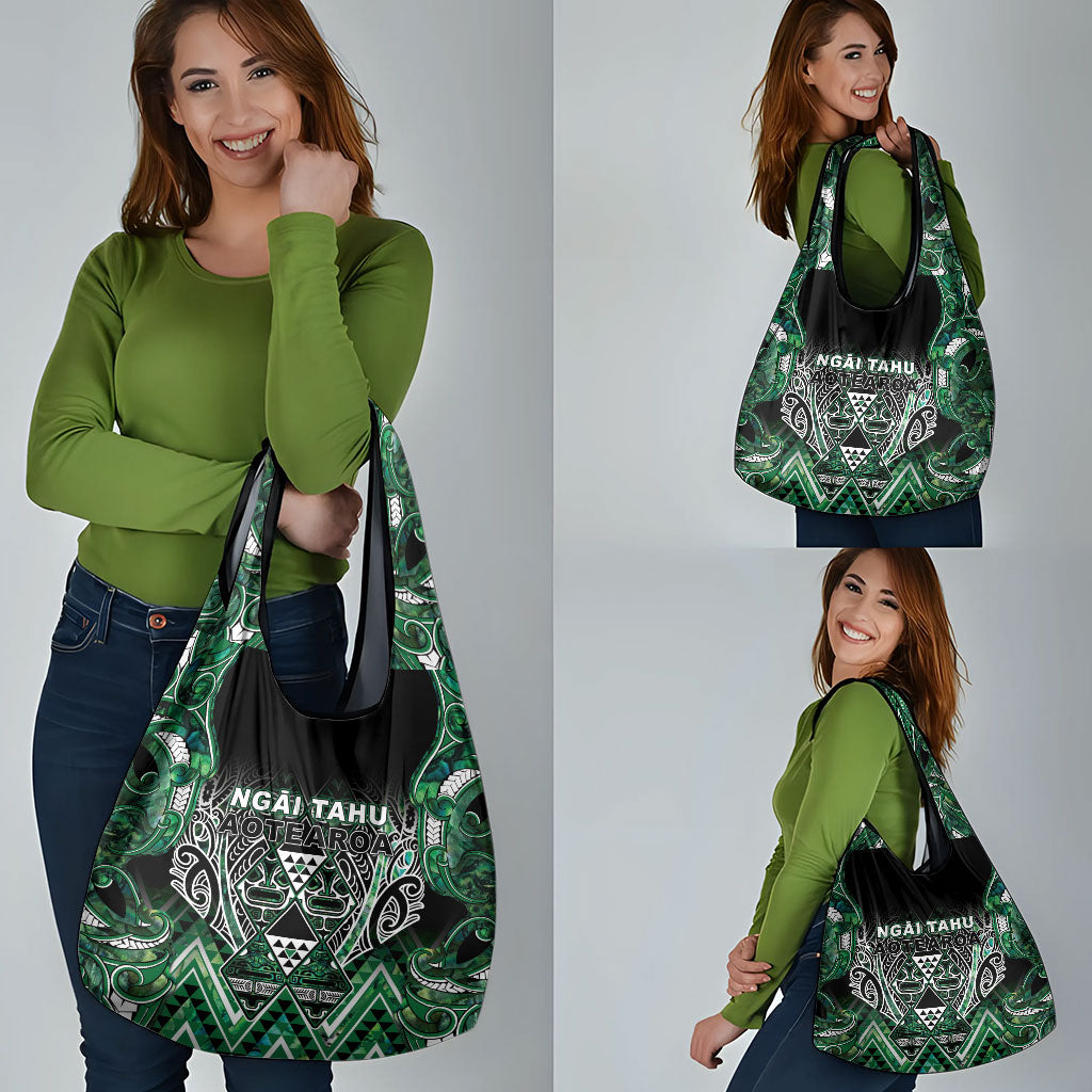 Aotearoa Ngai Tahu Grocery Bag Maori Tribal Dark Green Paua Shell Pattern