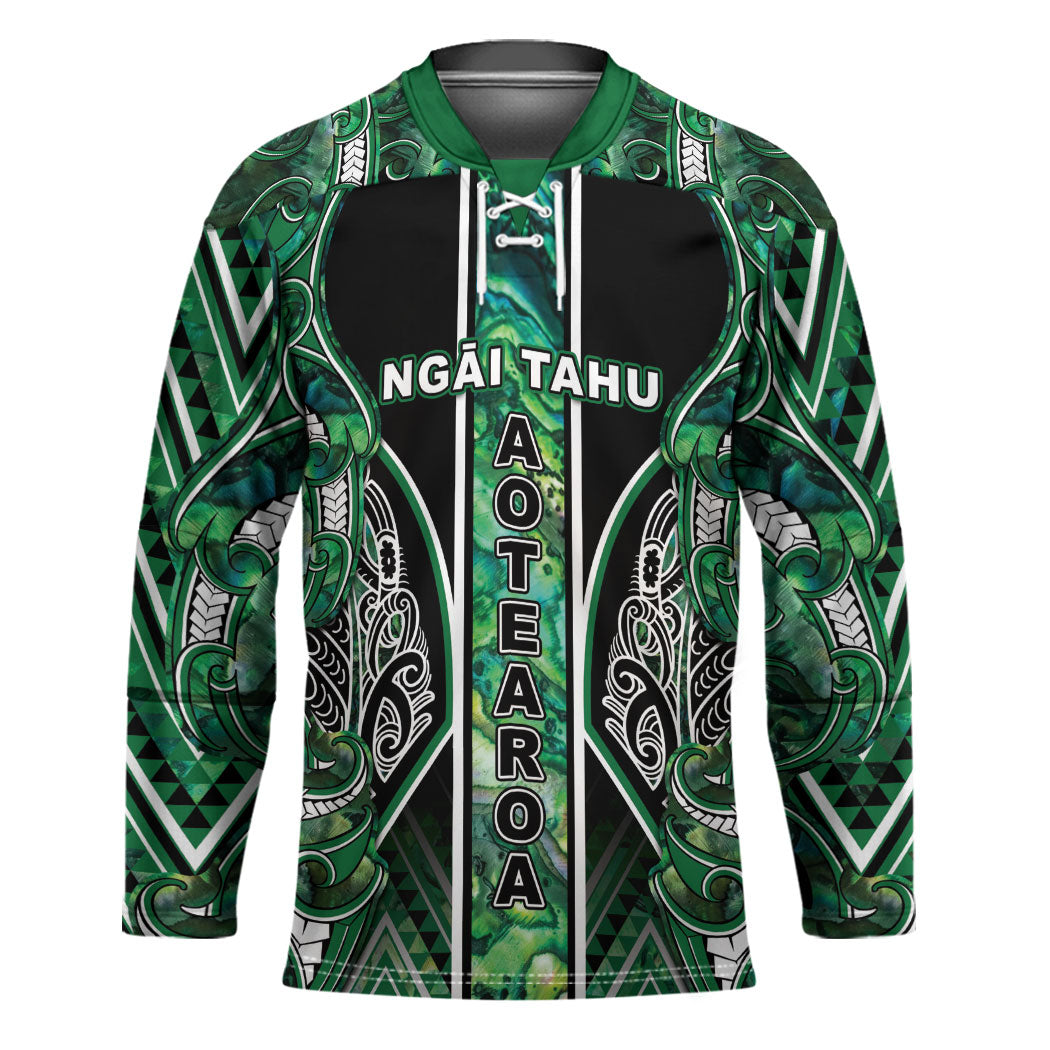 Aotearoa Ngai Tahu Hockey Jersey Maori Tribal Dark Green Paua Shell Pattern DT05 Unisex Green - Polynesian Pride