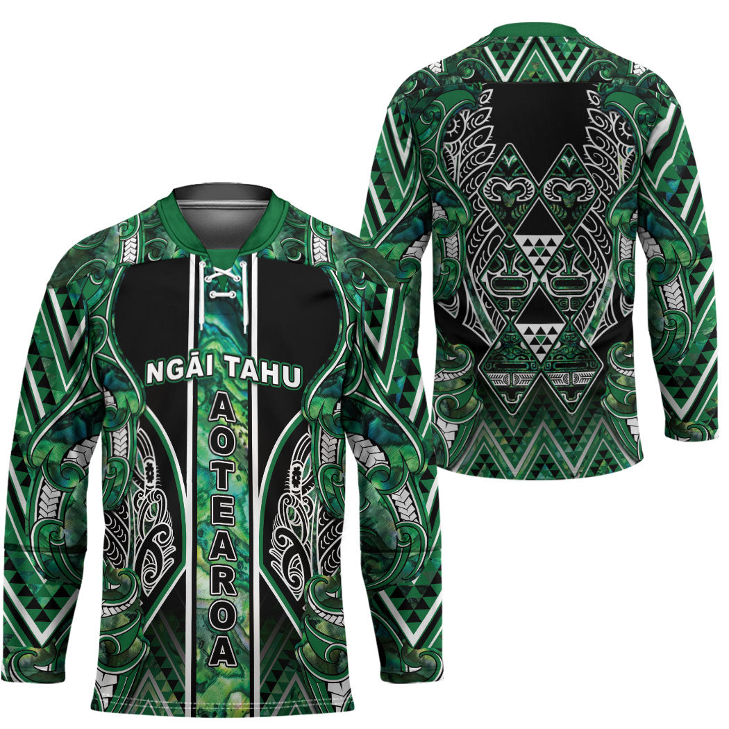 Aotearoa Ngai Tahu Hockey Jersey Maori Tribal Dark Green Paua Shell Pattern