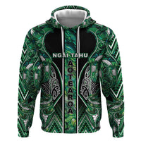 Aotearoa Ngai Tahu Hoodie Maori Tribal Dark Green Paua Shell Pattern