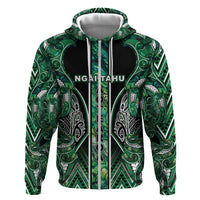 Aotearoa Ngai Tahu Hoodie Maori Tribal Dark Green Paua Shell Pattern