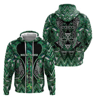 Aotearoa Ngai Tahu Hoodie Maori Tribal Dark Green Paua Shell Pattern