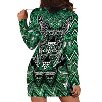 Aotearoa Ngai Tahu Hoodie Dress Maori Tribal Dark Green Paua Shell Pattern