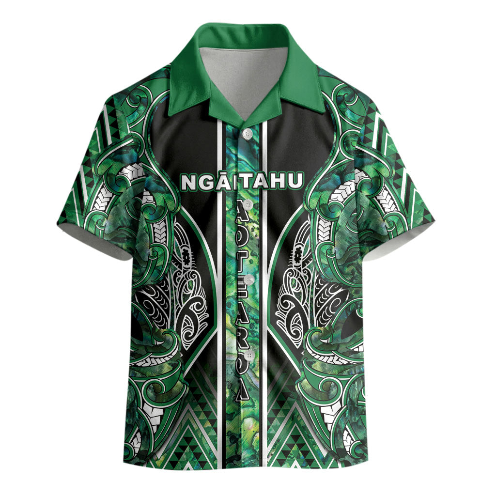 Aotearoa Ngai Tahu Kid Hawaiian Shirt Maori Tribal Dark Green Paua Shell Pattern