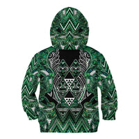 Aotearoa Ngai Tahu Kid Hoodie Maori Tribal Dark Green Paua Shell Pattern