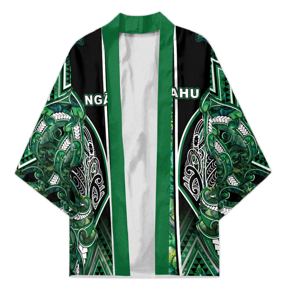 Aotearoa Ngai Tahu Kimono Maori Tribal Dark Green Paua Shell Pattern
