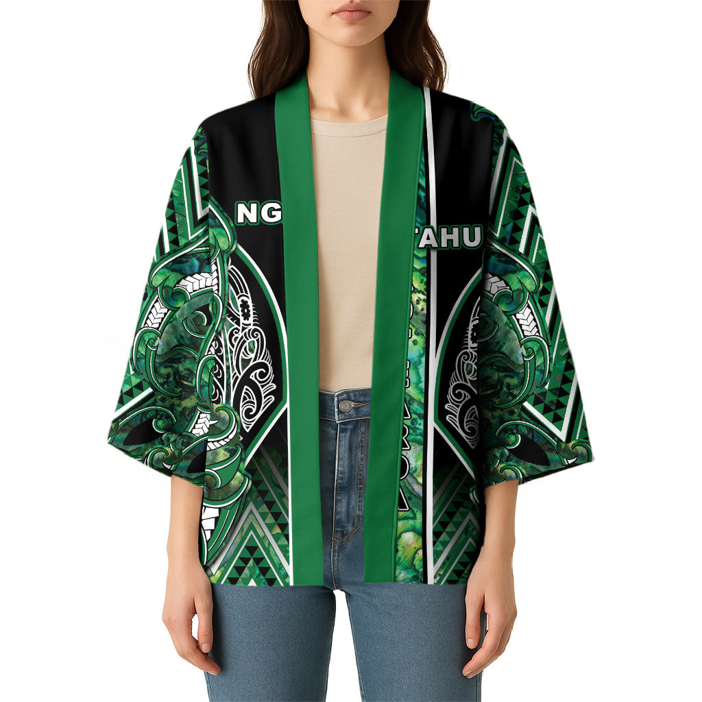 Aotearoa Ngai Tahu Kimono Maori Tribal Dark Green Paua Shell Pattern