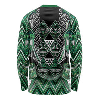 Aotearoa Ngai Tahu Long Sleeve Shirt Maori Tribal Dark Green Paua Shell Pattern