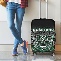 Aotearoa Ngai Tahu Luggage Cover Maori Tribal Dark Green Paua Shell Pattern