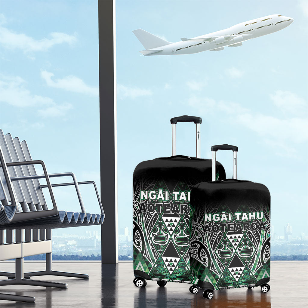 Aotearoa Ngai Tahu Luggage Cover Maori Tribal Dark Green Paua Shell Pattern