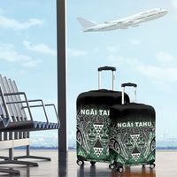 Aotearoa Ngai Tahu Luggage Cover Maori Tribal Dark Green Paua Shell Pattern