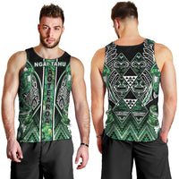 Aotearoa Ngai Tahu Men Tank Top Maori Tribal Dark Green Paua Shell Pattern